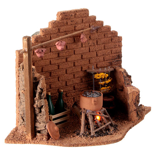 Setting with terracotta pot on a bonefire for 10 cm Neapolitan Nativity Scene, 20x25x20 cm 4