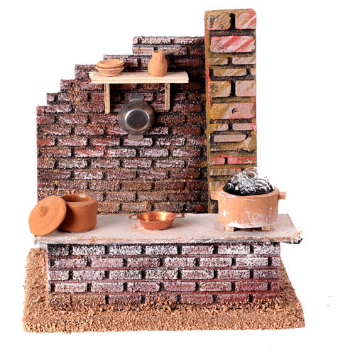 Cena cozinha presépio napolitano 12 cm água fervente 20x20x15 cm 1