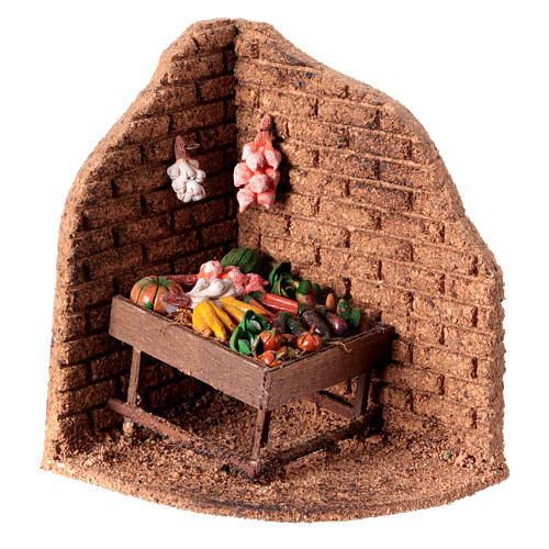 Vegetable corner stall for 12 cm Neapolitan Nativity Scene, cork, 15x15x10 cm 1