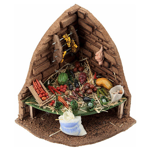 Vegetable corner stall for 12 cm Neapolitan Nativity Scene, cork, 15x15x10 cm 3