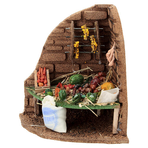 Angolo banco verdure presepe 12 cm Napoli sughero 15x15x10 cm 2