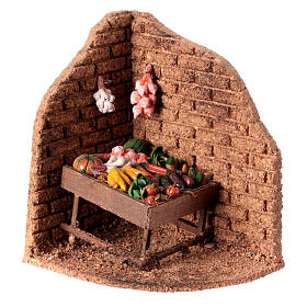 Canto com banca de vegetais presépio Nápoles 12 cm cortiça 15x15x10 cm