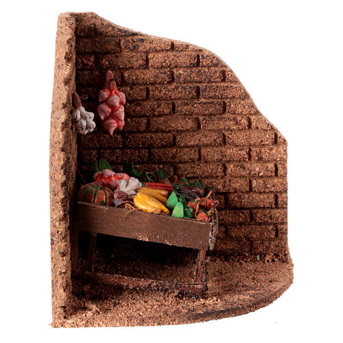Canto com banca de vegetais presépio Nápoles 12 cm cortiça 15x15x10 cm 3