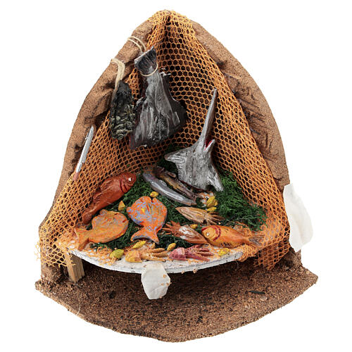 Angolo banco pesce presepe napoletano 12 cm 15x15x10 cm 1