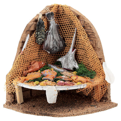 Neapolitan nativity corner fish stand 12 cm 15x15x10 cm 3