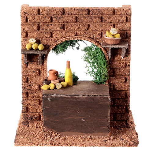 Banchetto limonaio sughero presepe 10 cm Napoli 15x15x10 cm 1