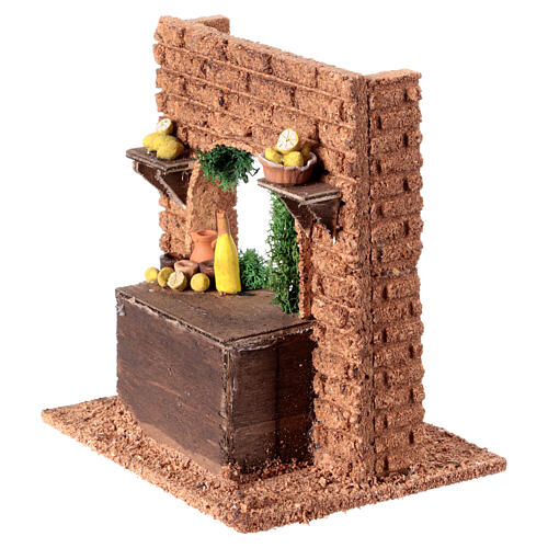 Banchetto limonaio sughero presepe 10 cm Napoli 15x15x10 cm 2