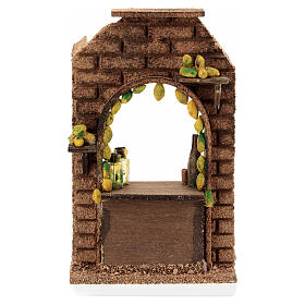 Stoisko sprzedawcy cytryn - z korka, szopka neapolitańska 10 cm, 15x15x10 cm
