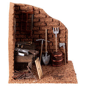 Nativity scene tools corner 10 cm Neapolitan miniatures 15x15x10 cm