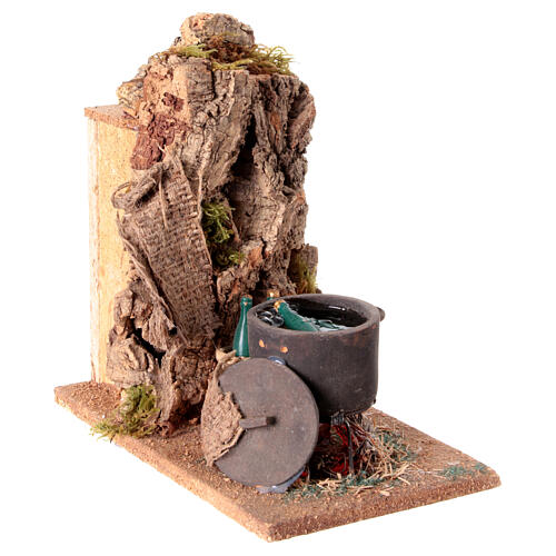 Scena bollitoio bottiglie vino presepe 12 cm Napoli 25x15x25 cm 4