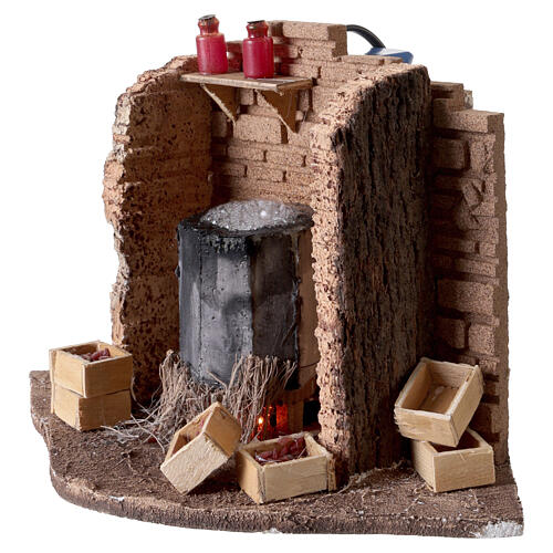 Scena bollitoio bottiglie vino presepe 12 cm Napoli 25x15x25 cm 2