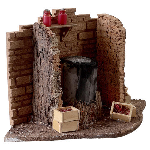Scena bollitoio bottiglie vino presepe 12 cm Napoli 25x15x25 cm 3