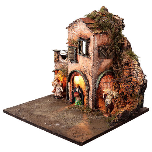 Borgo fontana portone presepe 10 cm Napoli 35x45x30 cm 3