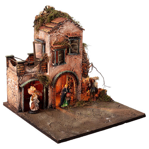 Borgo fontana portone presepe 10 cm Napoli 35x45x30 cm 5