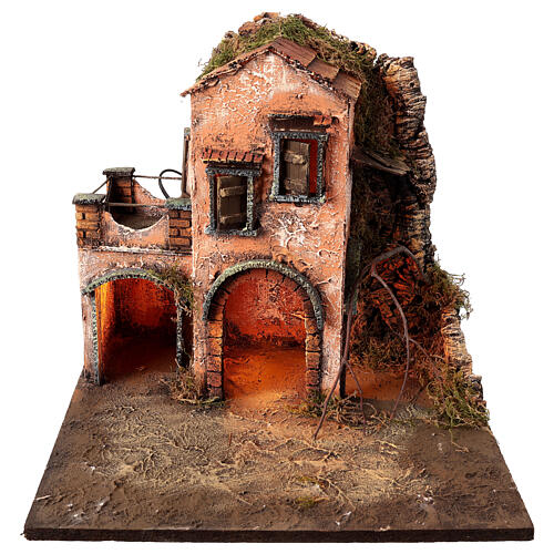 Borgo fontana portone presepe 10 cm Napoli 35x45x30 cm 6