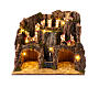 Borgo presepe 12 cm napoletano due grotte fontana luci 40x45x30 cm s1