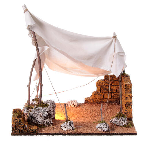 Arab tent for 20 cm Neapolitan Nativity Scene, illuminated, 50x50x40 cm 1