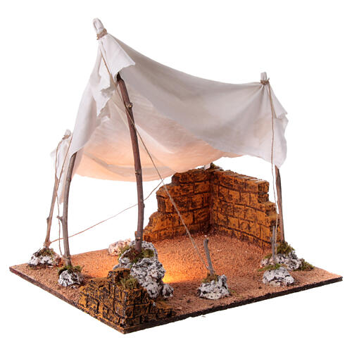 Arab tent for 20 cm Neapolitan Nativity Scene, illuminated, 50x50x40 cm 3
