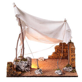 Namiot arabski, szopka neapolitańska 20 cm, oświetlona, 50x50x40 cm