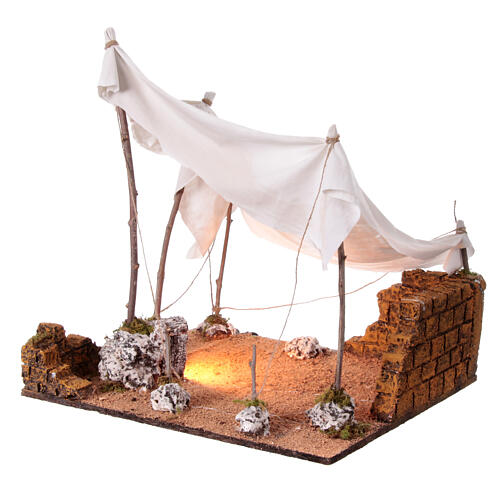 Neapolitan nativity scene Arab tent 20 cm illuminated 50x50x40 cm 2