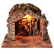 Cork stable for 12-14 cm Neapolitan Nativity Scene, illuminated, 25x35x25 cm s1