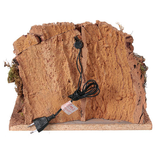 Stajenka z korka naturalnego, szopka neapolitańska 12-14 cm, oświetlona, wym. 25x35x25 cm 4
