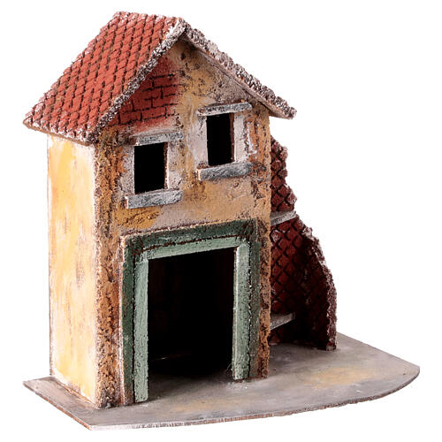 Cork and wooden houses, different models, 10 cm Neapolitan Nativity Scene, 30x25x15 cm 3