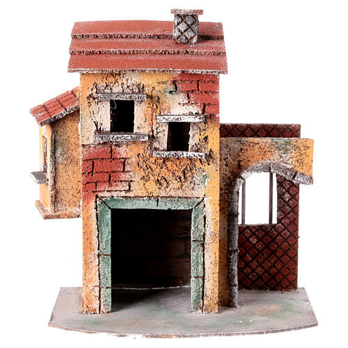 Cork and wooden houses, different models, 10 cm Neapolitan Nativity Scene, 30x25x15 cm 6