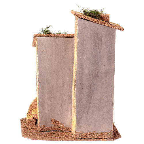 House with balcony for 8 cm Neapolitan Nativity Scene, wood and cork, 25x20x15 cm 4