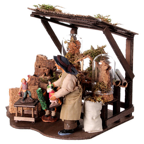 Krippenbauer mit Kind in der Werkstatt, für 10 cm Krippe im neapolitanischen Stil 2