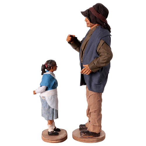 Grand-père grondant sa petite-fille crèche napolitaine 30 cm 8