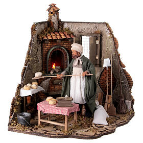 Baker with corner oven, animated scene for 24 cm Neapolitan Nativity Scene