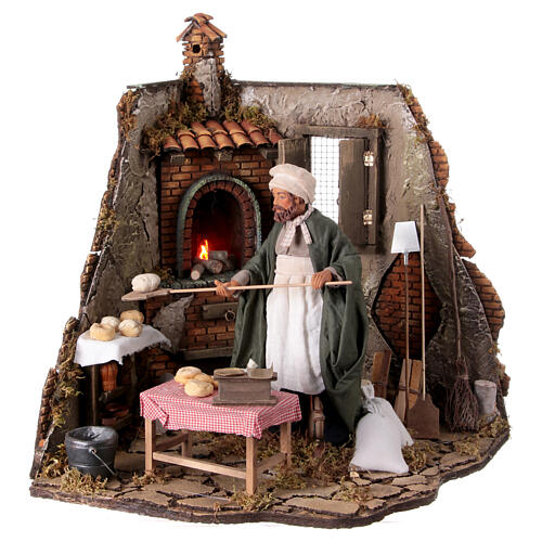 Baker with corner oven, animated scene for 24 cm Neapolitan Nativity Scene 1