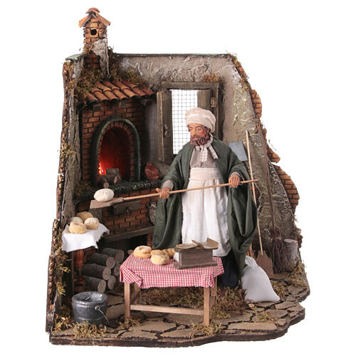 Baker with corner oven, animated scene for 24 cm Neapolitan Nativity Scene 4