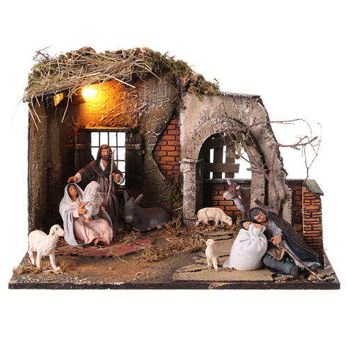 Stable with Nativity, 30x40x30 cm, for 13 cm Neapolitan Nativity Scene 1