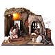 Ambientazione stalla con Natività 30x40x30 cm presepe napoletano statuine 13 cm s1