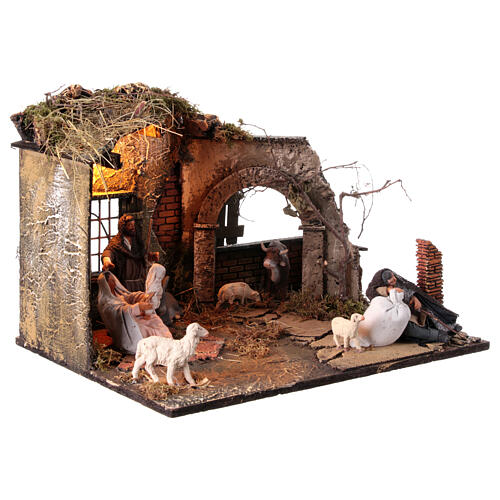 Nativity stable setting 30x40x30 cm Neapolitan nativity scene figurines 13 cm 3