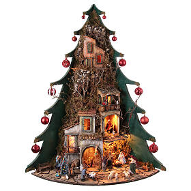 Weihnachtsbaum-Krippe mit Kugeln, neapolitanische Krippe, 10 cm Krippe – 120×90×65 cm