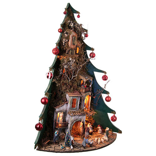Weihnachtsbaum-Krippe mit Kugeln, neapolitanische Krippe, 10 cm Krippe – 120×90×65 cm 5