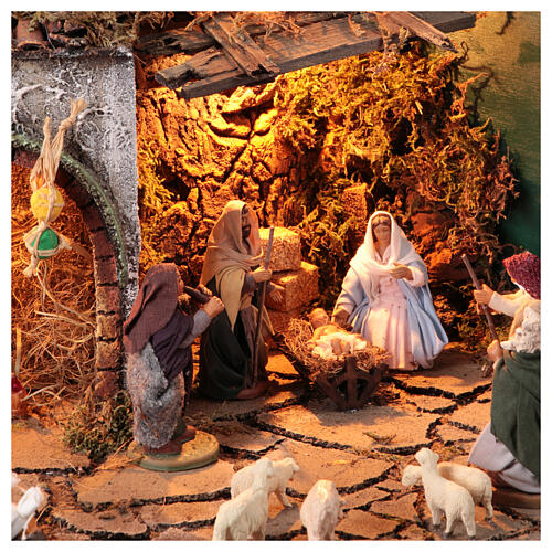 Christmas tree nativity scene with balls 120x90x70 cm Neapolitan nativity 10 cm 2