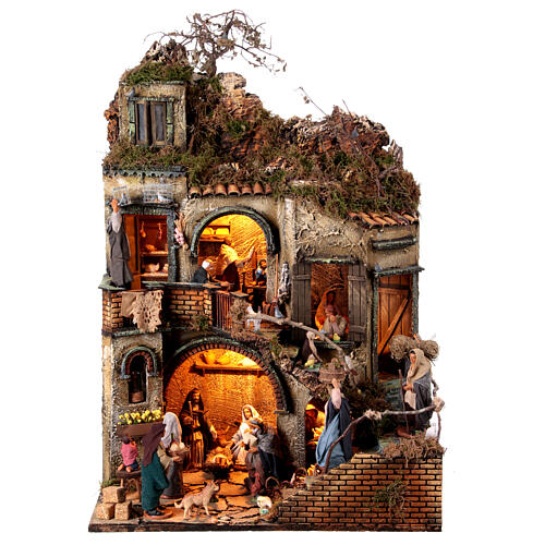 Village with double stairs for 13 cm Neapolitan Nativity Scene, 75x50x40 cm 1