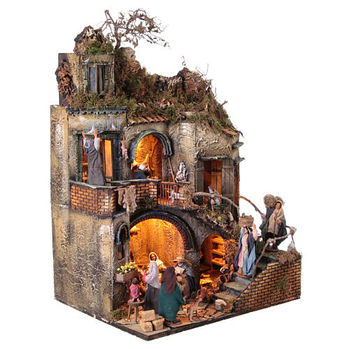 Village with double stairs for 13 cm Neapolitan Nativity Scene, 75x50x40 cm 5