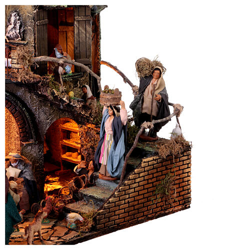 Village with double stairs for 13 cm Neapolitan Nativity Scene, 75x50x40 cm 10