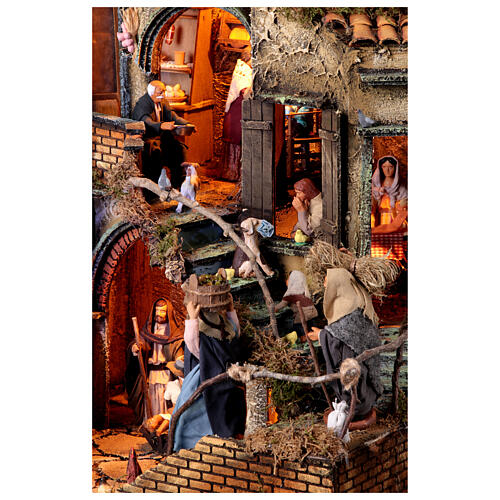 Pueblo belén doble escalera con estatuas 13 cm belén napolitano 75x50x40 cm 6