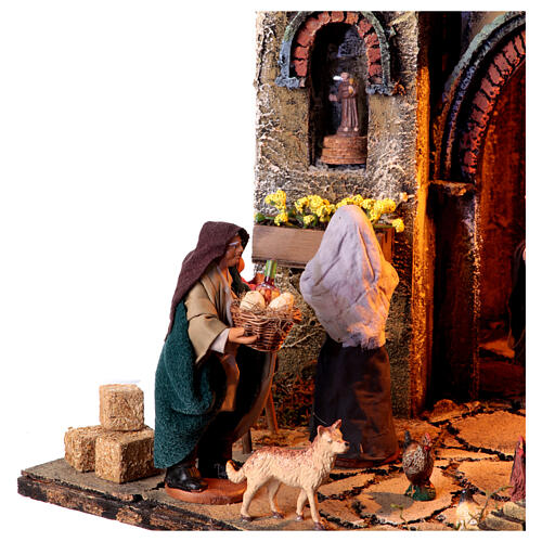 Pueblo belén doble escalera con estatuas 13 cm belén napolitano 75x50x40 cm 8