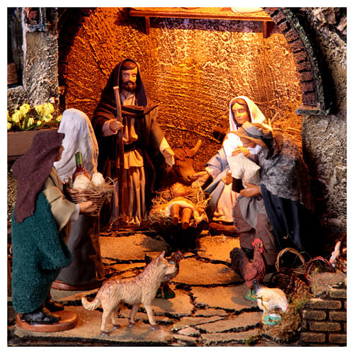 Neapolitan nativity village double staircase Holy Family 13 cm 75x50x40 cm 2