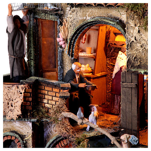 Neapolitan nativity village double staircase Holy Family 13 cm 75x50x40 cm 4