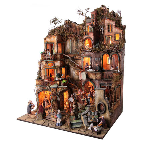 Ambientazione 110x80x60 cm borgo presepe napoletano Natività statuine 13 cm 3