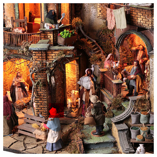 Ambientazione 110x80x60 cm borgo presepe napoletano Natività statuine 13 cm 8