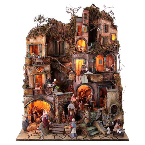 Neapolitan nativity village set 13 cm figurines 110x80x60 cm 1